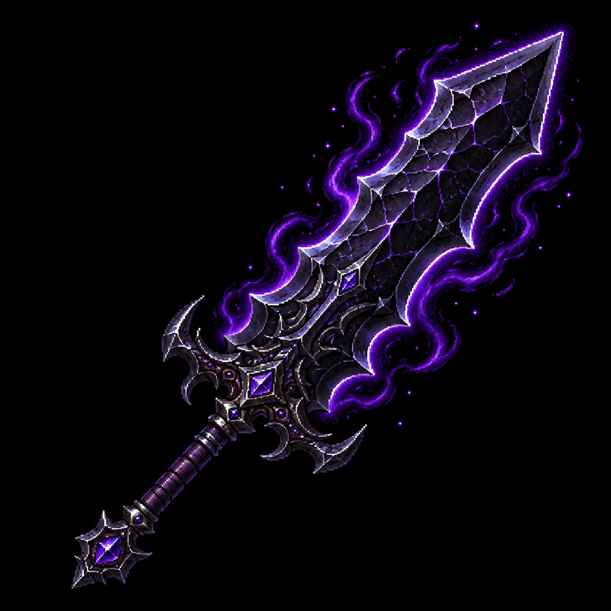 Pixel art black and purple fantasy sword